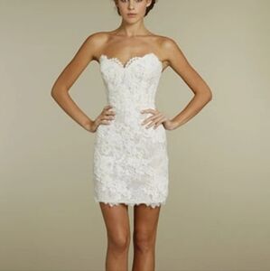 Tara Keely Short Lace Wedding Dress